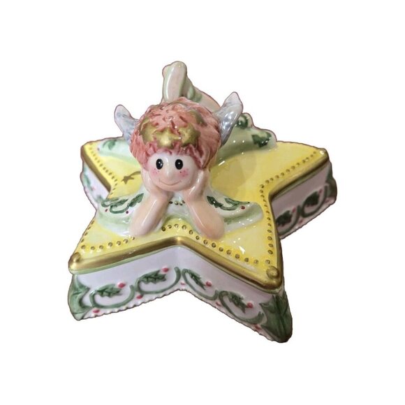 Fitz And Floyd Moonbeams Angel Lidded Trinket Box - Picture 1 of 15